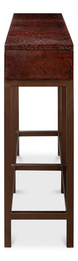 Campaign Brown Embossed Console - Ornate Home