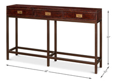 Campaign Brown Embossed Console - Ornate Home
