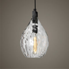 Campester Black 1 Light Watered Glass Mini Pendant - Ornate Home