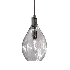 Campester Black 1 Light Watered Glass Mini Pendant - Ornate Home