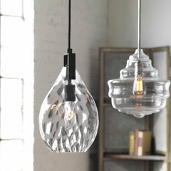 Campester Black 1 Light Watered Glass Mini Pendant - Ornate Home