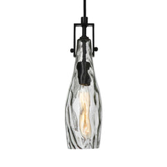 Campester Black 1 Light Watered Glass Mini Pendant - Ornate Home