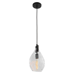 Campester Black 1 Light Watered Glass Mini Pendant - Ornate Home