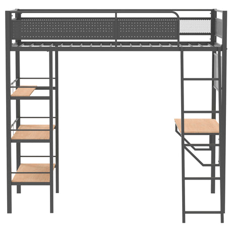 Campus Matte Black 3-shelf Metal Twin Workstation Loft Bed - Ornate Home