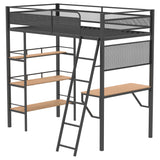 Campus Matte Black 3-shelf Metal Twin Workstation Loft Bed - Ornate Home