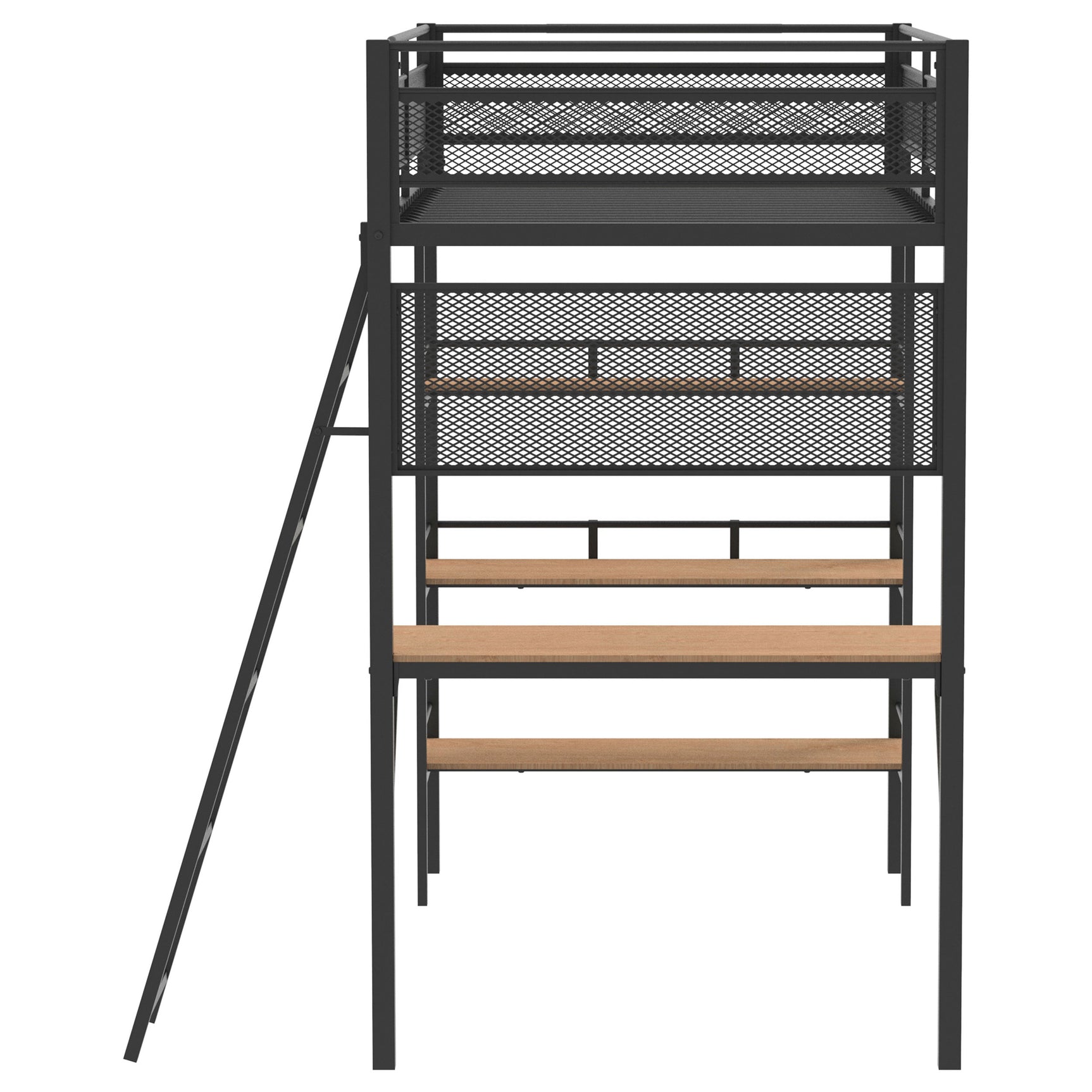 Campus Matte Black 3-shelf Metal Twin Workstation Loft Bed - Ornate Home