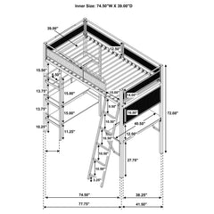Campus Matte Black 3-shelf Metal Twin Workstation Loft Bed - Ornate Home