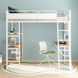 Campus Matte White 3-shelf Metal Twin Workstation Loft Bed - Ornate Home