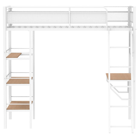 Campus Matte White 3-shelf Metal Twin Workstation Loft Bed - Ornate Home