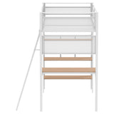 Campus Matte White 3-shelf Metal Twin Workstation Loft Bed - Ornate Home
