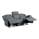 Camryn Graphite Blue Double Reclining Sofa - Ornate Home