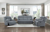 Camryn Graphite Blue Double Reclining Sofa - Ornate Home