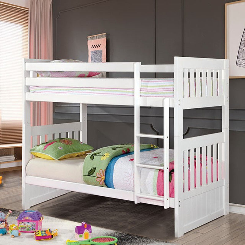 Canberra White Twin/Twin Bunk Bed - Ornate Home