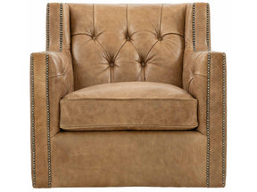 Candace Brown Leather Swivel Chair - Ornate Home
