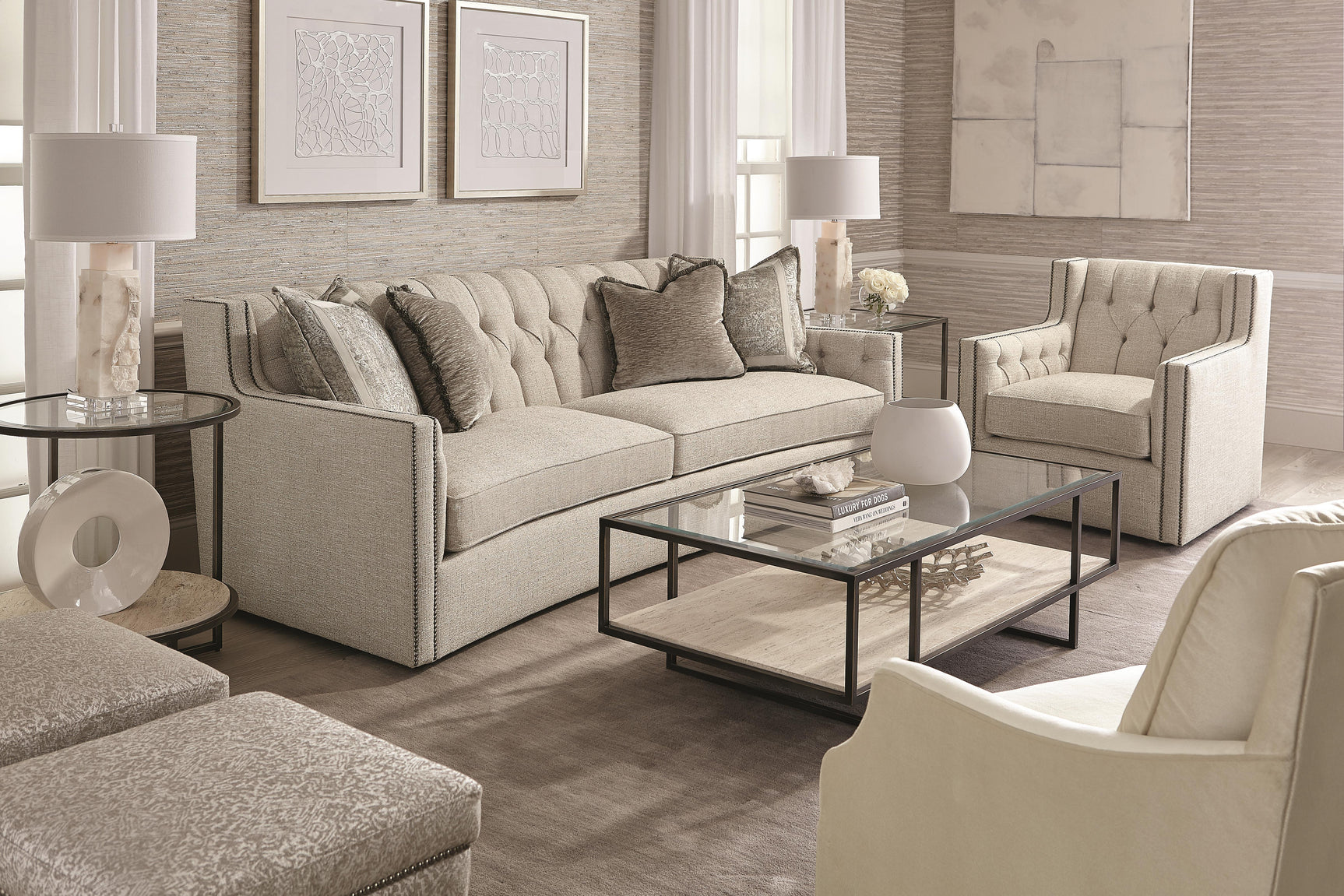 Candace Cream Fabric Sofa - Ornate Home