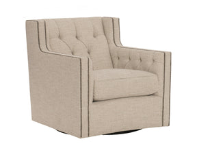 Candace White/Cream Fabric Swivel Chair - Ornate Home