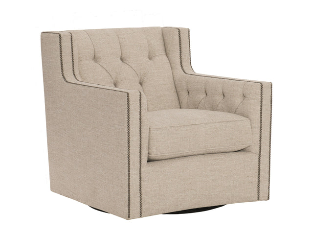 Candace White/Cream Fabric Swivel Chair - Ornate Home