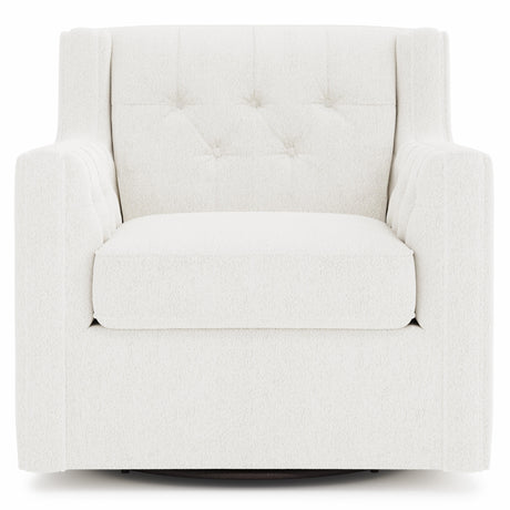 Candace White/Cream Fabric Swivel Chair - Ornate Home