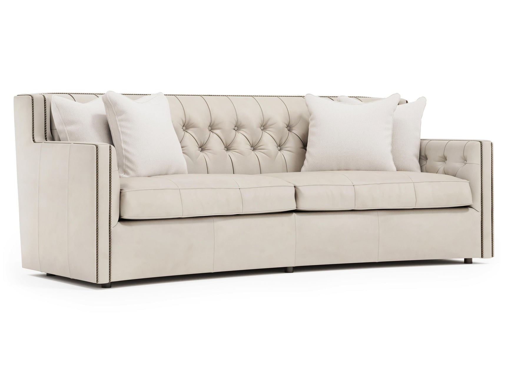 Candace White/Cream Leather Sofa - Ornate Home