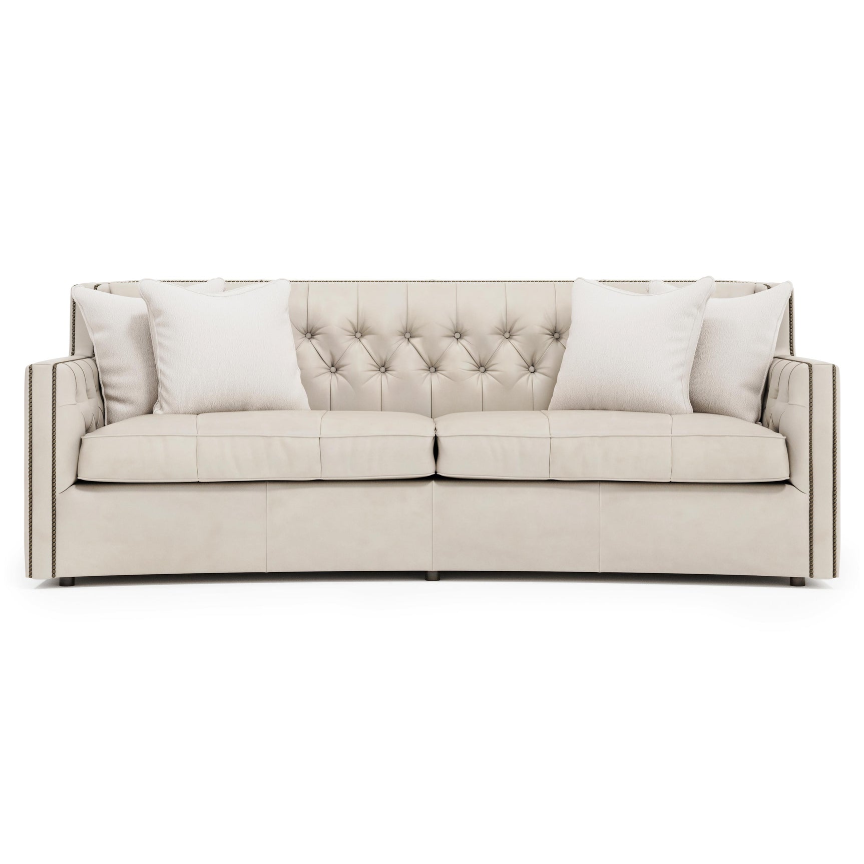 Candace White/Cream Leather Sofa - Ornate Home