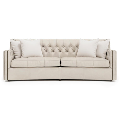 Candace White/Cream Leather Sofa - Ornate Home