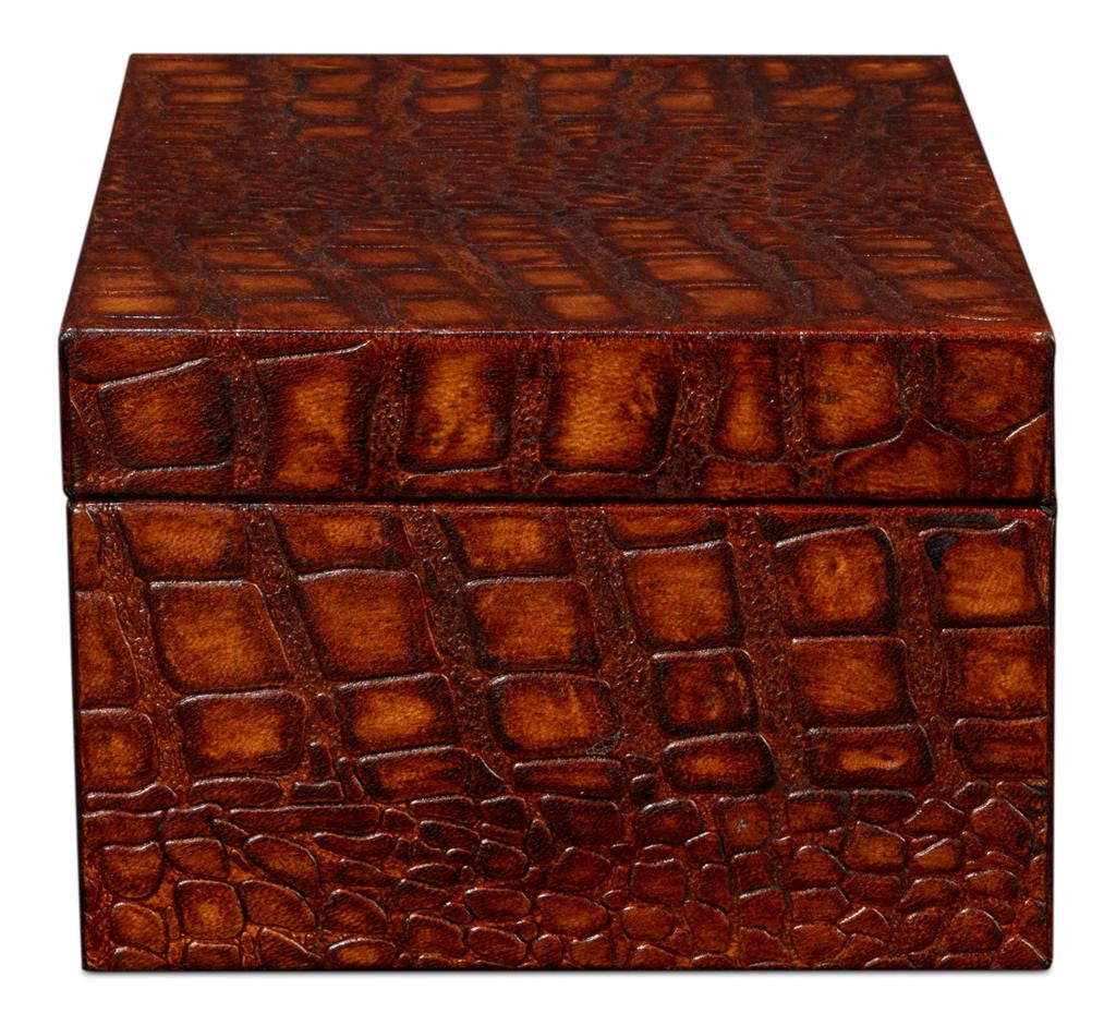 Candece Brown Leather Box (Set of 2) - Ornate Home