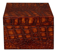 Candece Brown Leather Box (Set of 2) - Ornate Home
