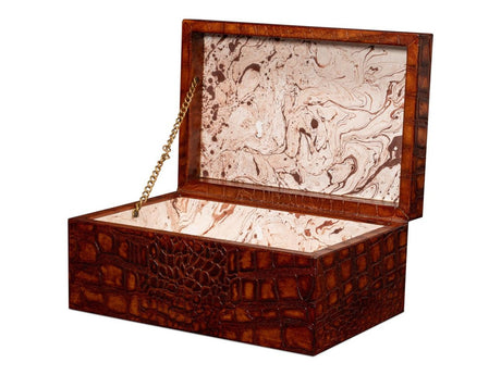 Candece Brown Leather Box (Set of 2) - Ornate Home
