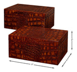 Candece Brown Leather Box (Set of 2) - Ornate Home