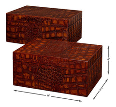 Candece Brown Leather Box (Set of 2) - Ornate Home