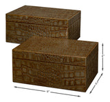 Candece Green Leather Box (Set of 2) - Ornate Home