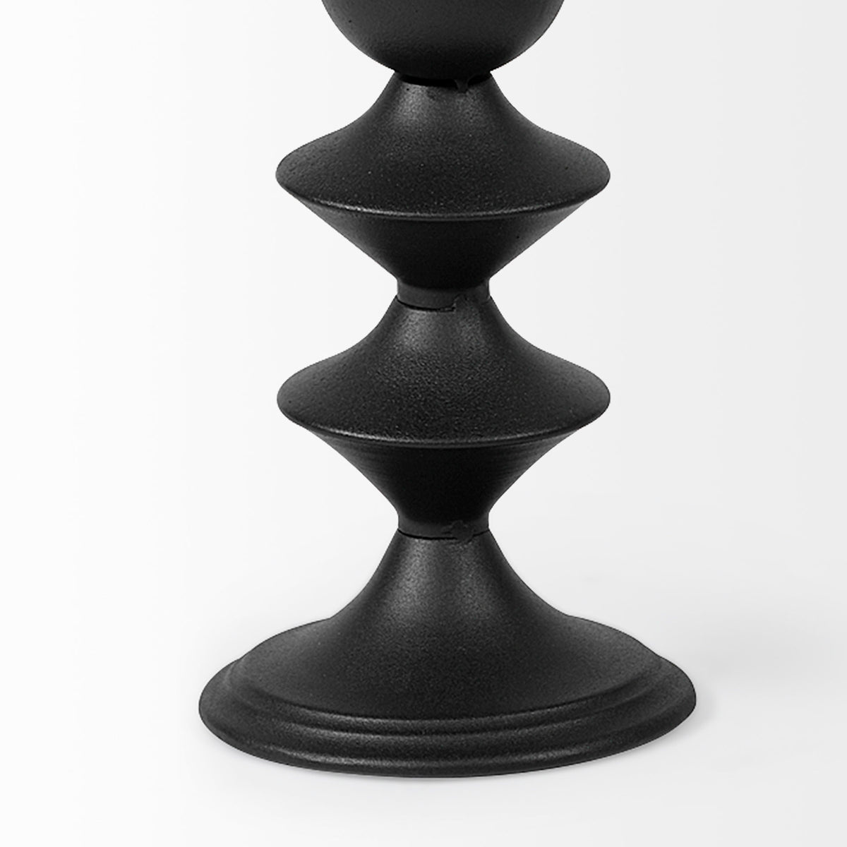 Candelero Black Large Metal Grooved Table Candle Holder - Ornate Home
