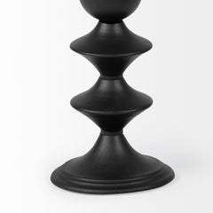 Candelero Black Small Metal Grooved Table Candle Holder - Ornate Home