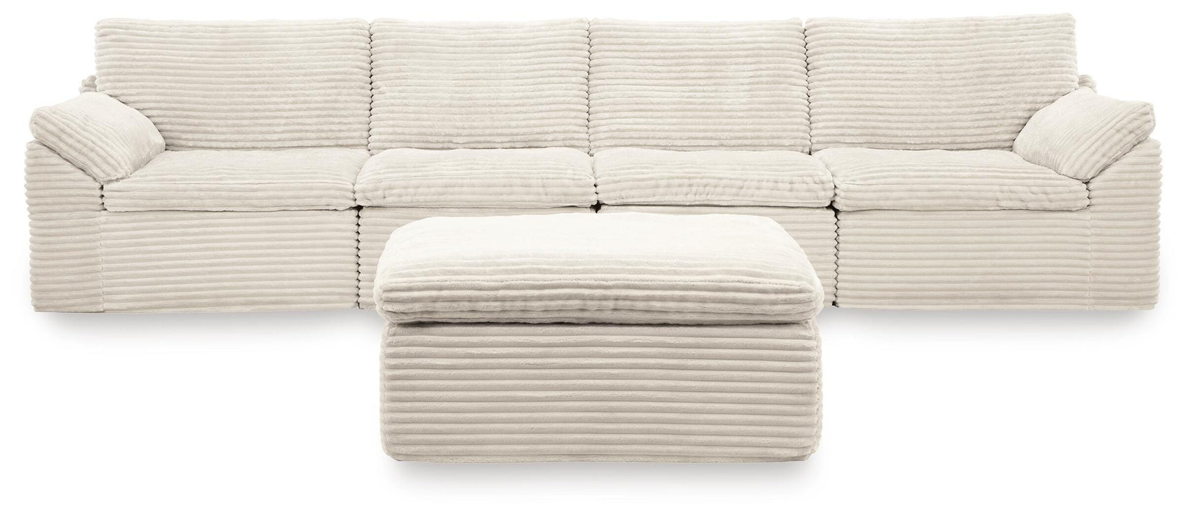 Canefield Ivory 4-Piece Sectional with Ottoman (Online Special Price) - Ornate Home