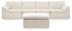 Canefield Ivory 4-Piece Sectional with Ottoman - Ornate Home