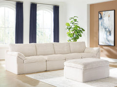 Canefield Ivory 4-Piece Sectional with Ottoman - Ornate Home