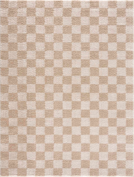 Canika Beige Washable Checkered Area Rug - Ornate Home
