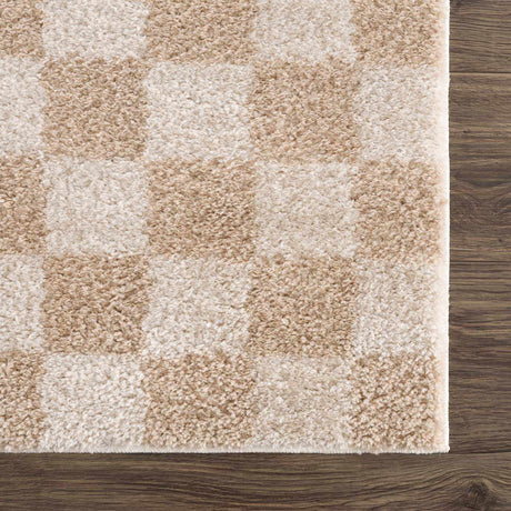 Canika Beige Washable Checkered Area Rug - Ornate Home