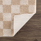 Canika Beige Washable Checkered Area Rug - Ornate Home
