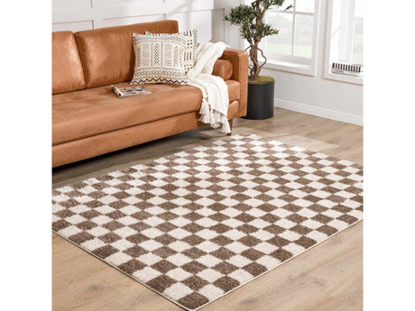 Canika Brown Washable Checkered Area Rug - Ornate Home