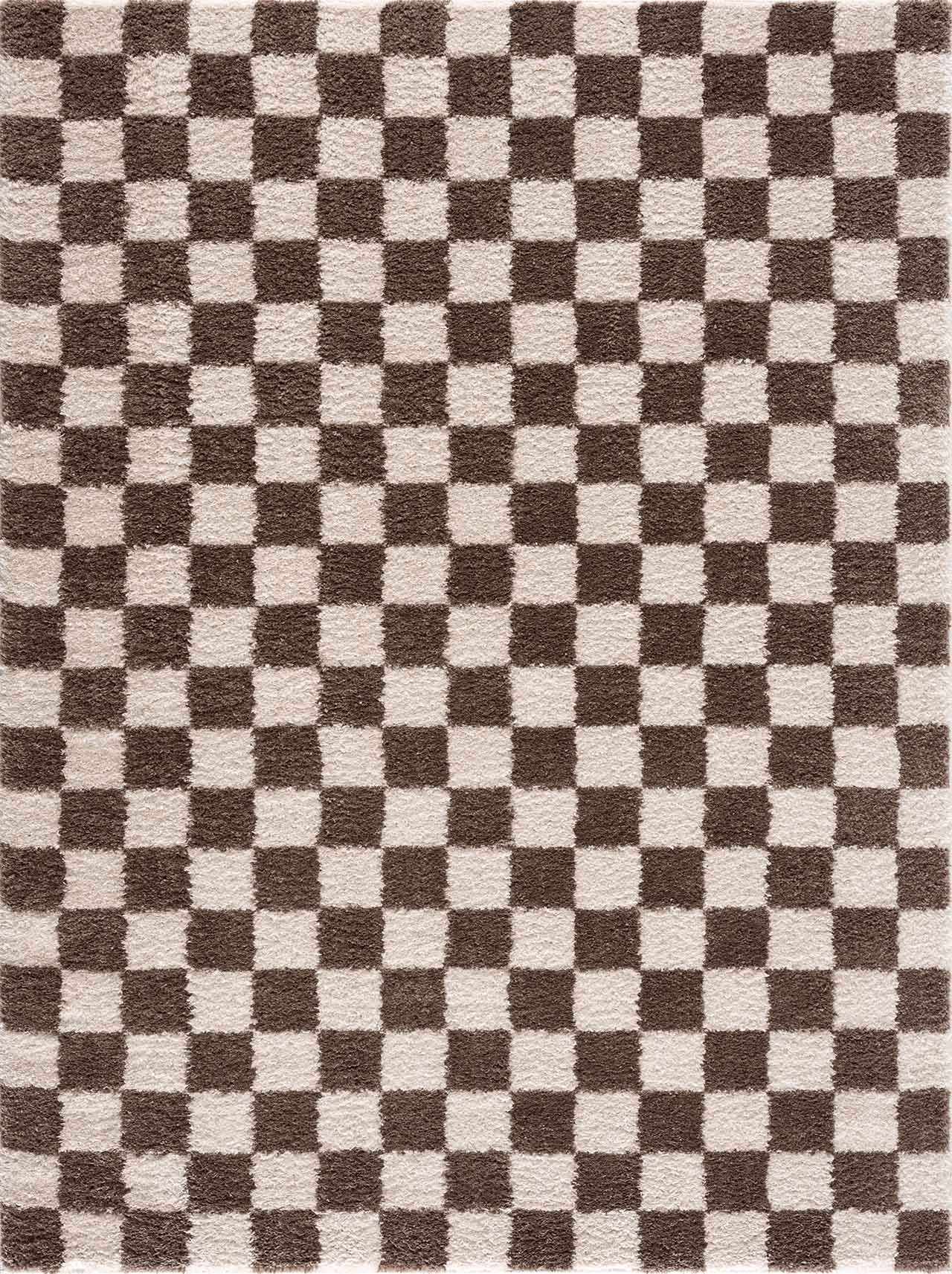 Canika Brown Washable Checkered Area Rug - Ornate Home