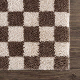 Canika Brown Washable Checkered Area Rug - Ornate Home