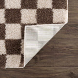 Canika Brown Washable Checkered Area Rug - Ornate Home