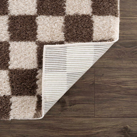 Canika Brown Washable Checkered Area Rug - Ornate Home
