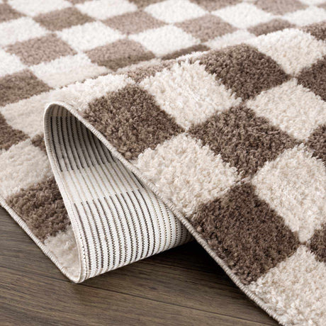 Canika Brown Washable Checkered Area Rug - Ornate Home