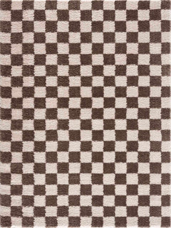 Canika Brown Washable Checkered Area Rug - Ornate Home