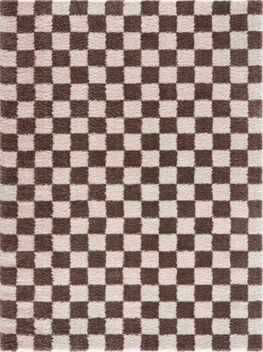 Canika Brown Washable Checkered Area Rug - Ornate Home