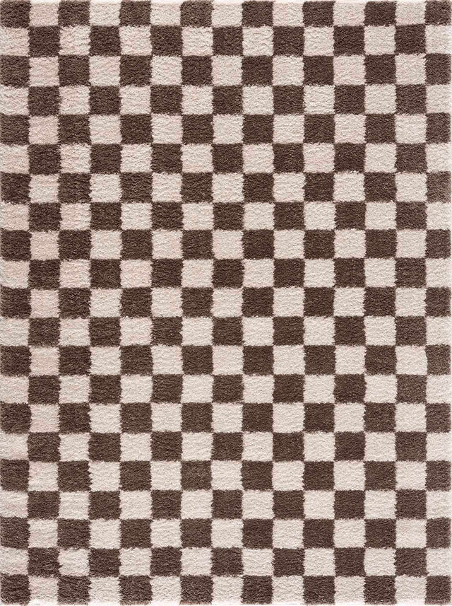 Canika Brown Washable Checkered Area Rug - Ornate Home