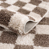 Canika Brown Washable Checkered Area Rug - Ornate Home