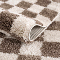 Canika Brown Washable Checkered Area Rug - Ornate Home